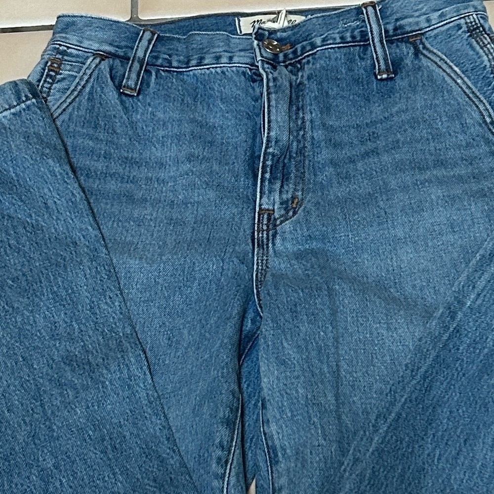 Madewell The Perfect Vintage Med Light Wash Straight Utility Carpenter Jeans 25 - Picture 5 of 16